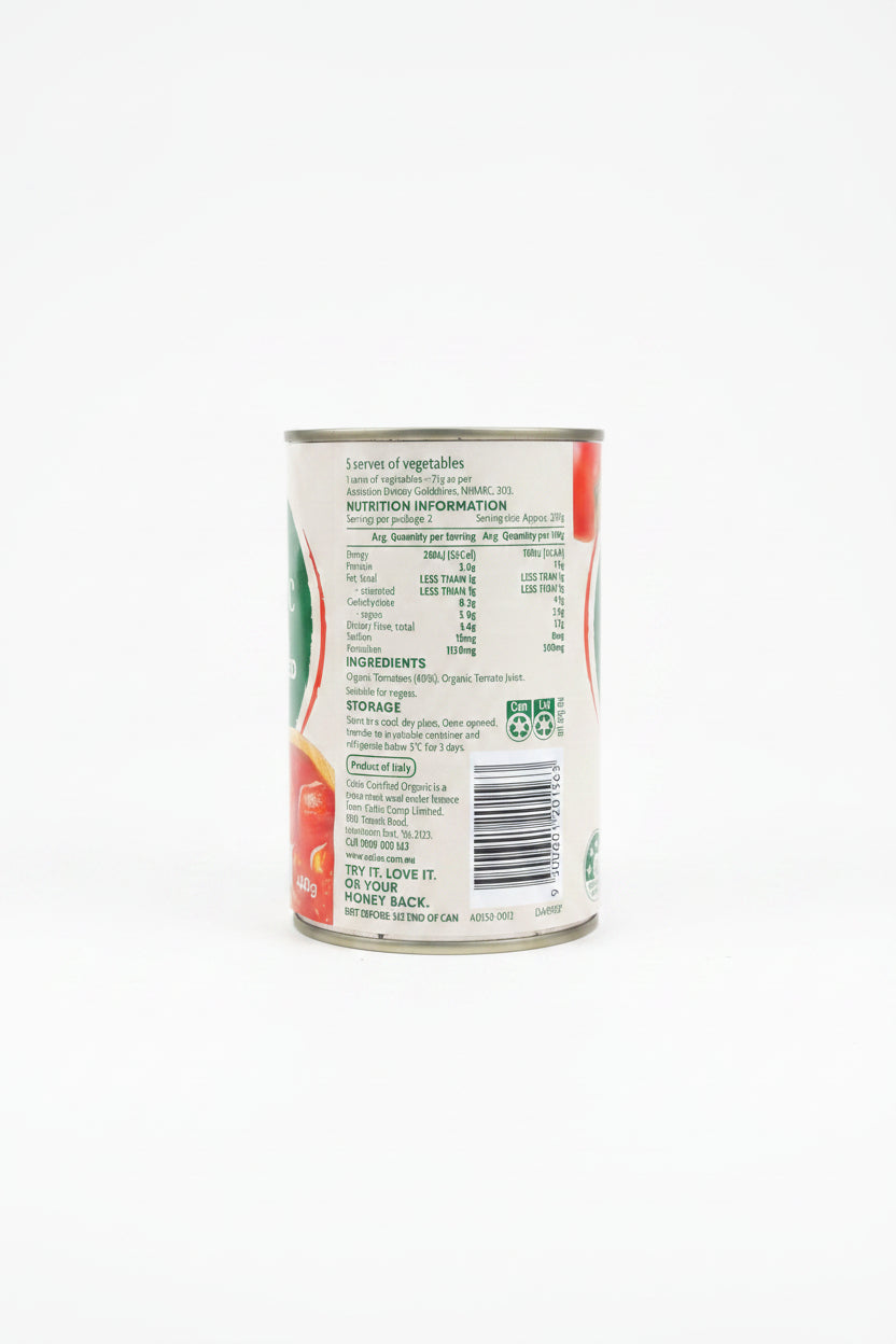 Coles Certified Organic Italian Diced Tomatoes 400ml ACO Certified